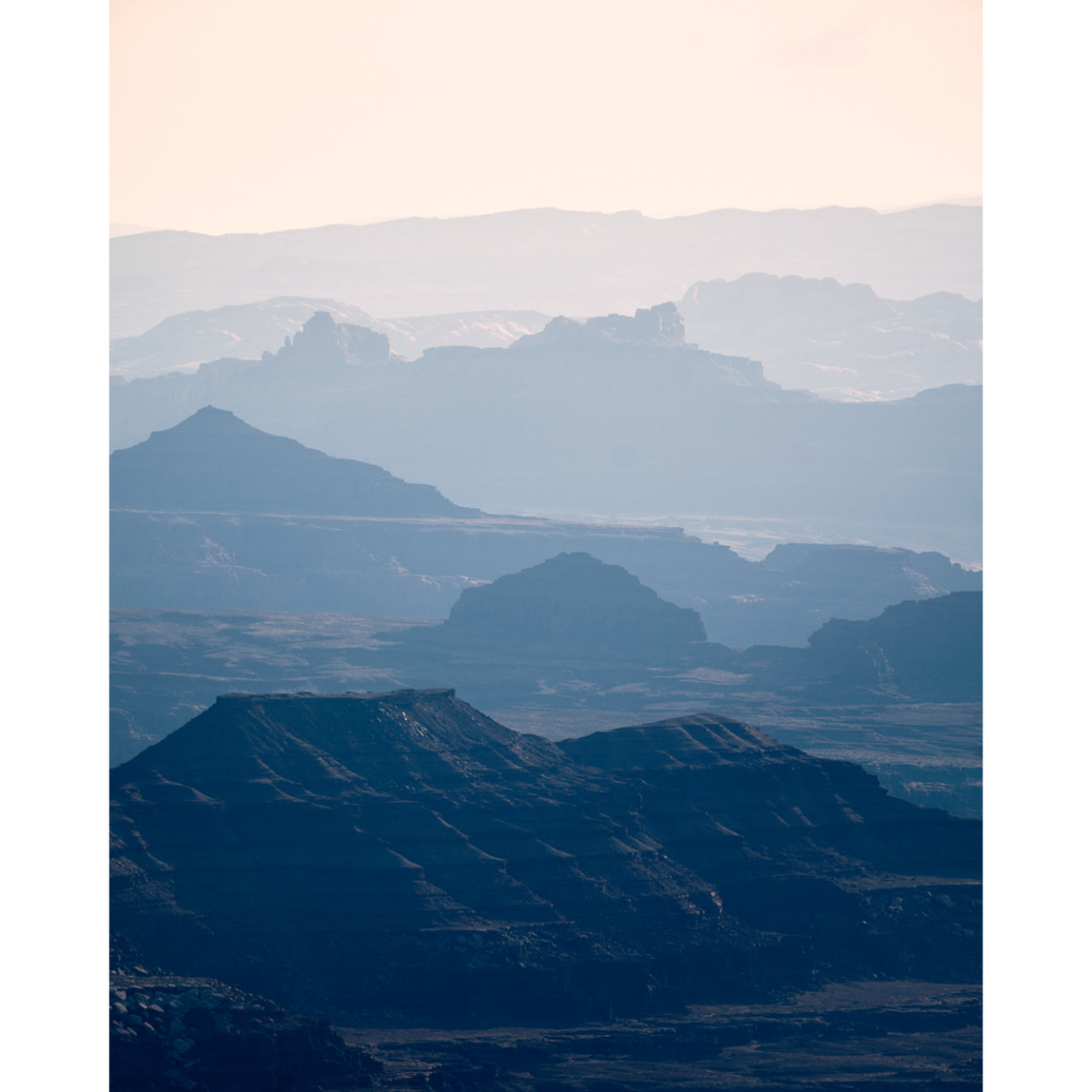 atmospheric blue layers of a desert canyon