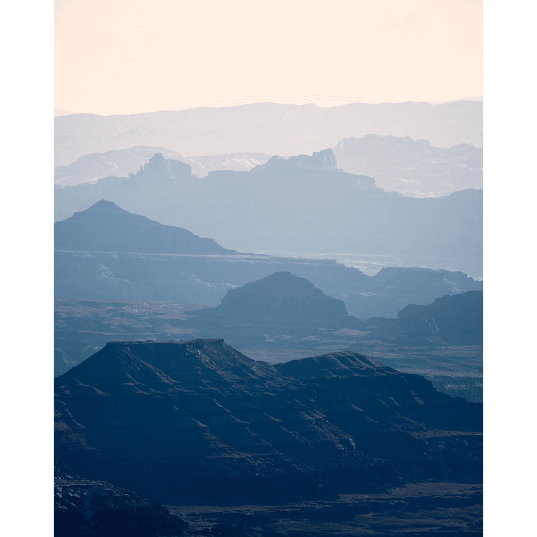 atmospheric blue layers of a desert canyon